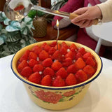 Maxbell Enamel Basin with Lid Thickened Kitchen Supplies Multipurpose Lard Oil Basin 0.65L