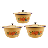 Maxbell Enamel Basin with Lid Thickened Kitchen Supplies Multipurpose Lard Oil Basin 0.65L