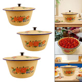 Maxbell Enamel Basin with Lid Thickened Kitchen Supplies Multipurpose Lard Oil Basin 0.65L