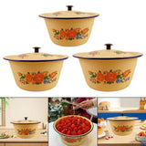 Maxbell Enamel Basin with Lid Thickened Kitchen Supplies Multipurpose Lard Oil Basin 0.65L