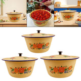 Maxbell Enamel Basin with Lid Thickened Kitchen Supplies Multipurpose Lard Oil Basin 0.65L