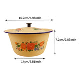 Maxbell Enamel Basin with Lid Thickened Kitchen Supplies Multipurpose Lard Oil Basin 0.65L