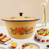 Maxbell Enamel Basin with Lid Thickened Kitchen Supplies Multipurpose Lard Oil Basin 0.65L