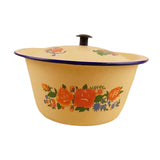 Maxbell Enamel Basin with Lid Thickened Kitchen Supplies Multipurpose Lard Oil Basin 1.45L