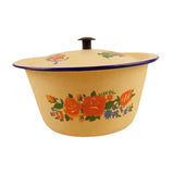 Maxbell Enamel Basin with Lid Thickened Kitchen Supplies Multipurpose Lard Oil Basin 1.45L