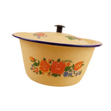 Maxbell Enamel Basin with Lid Thickened Kitchen Supplies Multipurpose Lard Oil Basin 1.45L