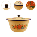 Maxbell Enamel Basin with Lid Thickened Kitchen Supplies Multipurpose Lard Oil Basin 1.45L