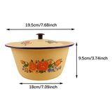 Maxbell Enamel Basin with Lid Thickened Kitchen Supplies Multipurpose Lard Oil Basin 1.45L