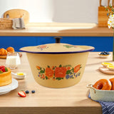 Maxbell Enamel Basin with Lid Thickened Kitchen Supplies Multipurpose Lard Oil Basin 1.45L
