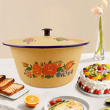 Maxbell Enamel Basin with Lid Thickened Kitchen Supplies Multipurpose Lard Oil Basin 1.45L