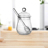 Maxbell Honey Jar with Dipper and Lid Clear Glass Honey Pot for Wedding Syrup Office 280ml