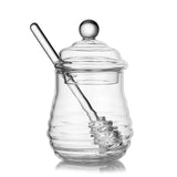 Maxbell Honey Jar with Dipper and Lid Clear Glass Honey Pot for Wedding Syrup Office 280ml