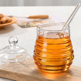 Maxbell Honey Jar with Dipper and Lid Clear Glass Honey Pot for Wedding Syrup Office 280ml