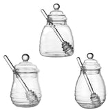 Maxbell Honey Jar with Dipper and Lid Clear Glass Honey Pot for Wedding Syrup Office 280ml