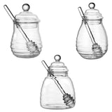 Maxbell Honey Jar with Dipper and Lid Clear Glass Honey Pot for Wedding Syrup Office 280ml