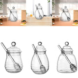 Maxbell Honey Jar with Dipper and Lid Clear Glass Honey Pot for Wedding Syrup Office 280ml