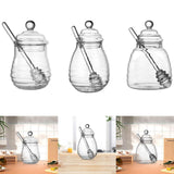 Maxbell Honey Jar with Dipper and Lid Clear Glass Honey Pot for Wedding Syrup Office 280ml
