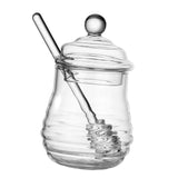 Maxbell Honey Jar with Dipper and Lid Clear Glass Honey Pot for Wedding Syrup Office 280ml
