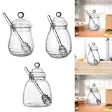Maxbell Honey Jar with Dipper and Lid Clear Glass Honey Pot for Wedding Syrup Office 280ml