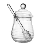 Maxbell Honey Jar with Dipper and Lid Clear Glass Honey Pot for Wedding Syrup Office 280ml