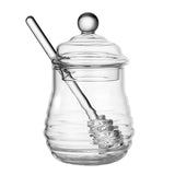 Maxbell Honey Jar with Dipper and Lid Clear Glass Honey Pot for Wedding Syrup Office 280ml