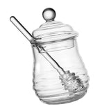 Maxbell Honey Jar with Dipper and Lid Clear Glass Honey Pot for Wedding Syrup Office 280ml