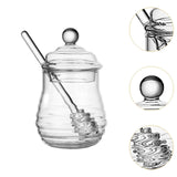 Maxbell Honey Jar with Dipper and Lid Clear Glass Honey Pot for Wedding Syrup Office 280ml