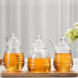 Maxbell Honey Jar with Dipper and Lid Clear Glass Honey Pot for Wedding Syrup Office 280ml