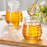 Maxbell Honey Jar with Dipper and Lid Clear Glass Honey Pot for Wedding Syrup Office 280ml