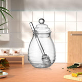 Maxbell Honey Jar with Dipper and Lid Clear Glass Honey Pot for Wedding Syrup Office 400ml