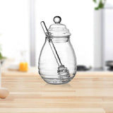 Maxbell Honey Jar with Dipper and Lid Clear Glass Honey Pot for Wedding Syrup Office 400ml
