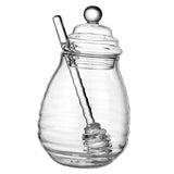 Maxbell Honey Jar with Dipper and Lid Clear Glass Honey Pot for Wedding Syrup Office 400ml