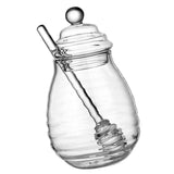 Maxbell Honey Jar with Dipper and Lid Clear Glass Honey Pot for Wedding Syrup Office 400ml