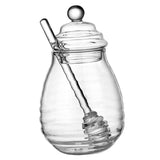 Maxbell Honey Jar with Dipper and Lid Clear Glass Honey Pot for Wedding Syrup Office 400ml