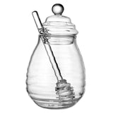 Maxbell Honey Jar with Dipper and Lid Clear Glass Honey Pot for Wedding Syrup Office 400ml