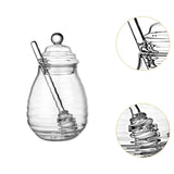 Maxbell Honey Jar with Dipper and Lid Clear Glass Honey Pot for Wedding Syrup Office 400ml