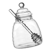 Maxbell Honey Jar with Dipper and Lid Clear Glass Honey Pot for Wedding Syrup Office 500ml