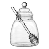 Maxbell Honey Jar with Dipper and Lid Clear Glass Honey Pot for Wedding Syrup Office 500ml
