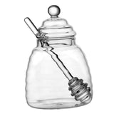 Maxbell Honey Jar with Dipper and Lid Clear Glass Honey Pot for Wedding Syrup Office 500ml
