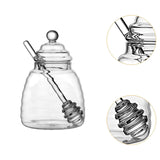 Maxbell Honey Jar with Dipper and Lid Clear Glass Honey Pot for Wedding Syrup Office 500ml