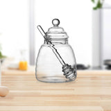 Maxbell Honey Jar with Dipper and Lid Clear Glass Honey Pot for Wedding Syrup Office 500ml