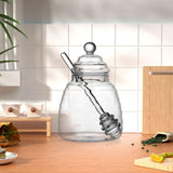 Maxbell Honey Jar with Dipper and Lid Clear Glass Honey Pot for Wedding Syrup Office 500ml