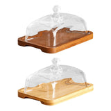 Maxbell Wood Cake Stand with Lid Creative Cake and Pastry Stand for Cream Candy Cake dark wood color