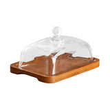 Maxbell Wood Cake Stand with Lid Creative Cake and Pastry Stand for Cream Candy Cake dark wood color