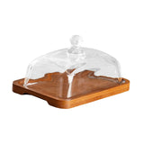 Maxbell Wood Cake Stand with Lid Creative Cake and Pastry Stand for Cream Candy Cake dark wood color