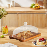 Maxbell Wood Cake Stand with Lid Creative Cake and Pastry Stand for Cream Candy Cake dark wood color