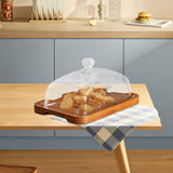 Maxbell Wood Cake Stand with Lid Creative Cake and Pastry Stand for Cream Candy Cake dark wood color