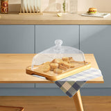 Maxbell Wood Cake Stand with Lid Creative Cake and Pastry Stand for Cream Candy Cake light wood color