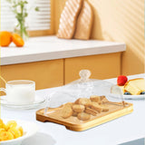 Maxbell Wood Cake Stand with Lid Creative Cake and Pastry Stand for Cream Candy Cake light wood color