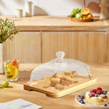 Maxbell Wood Cake Stand with Lid Creative Cake and Pastry Stand for Cream Candy Cake light wood color